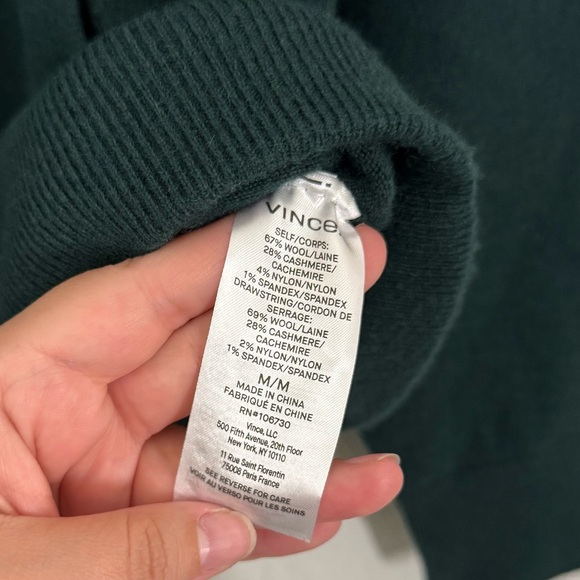 Vince Wool Cashmere Blend Oversized Hoodie Sweater in Juniper Green Size Medium - Picture 9 of 9